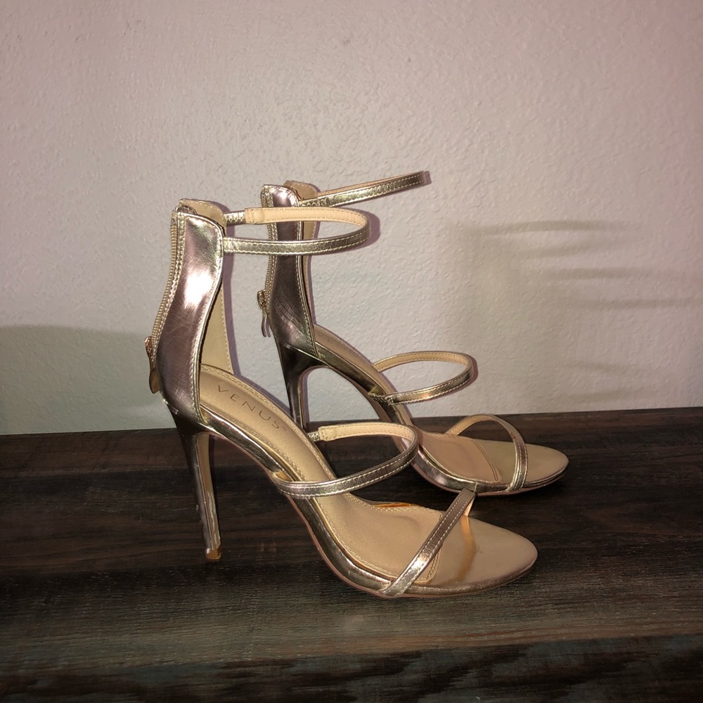 Gold Open Toed Heel